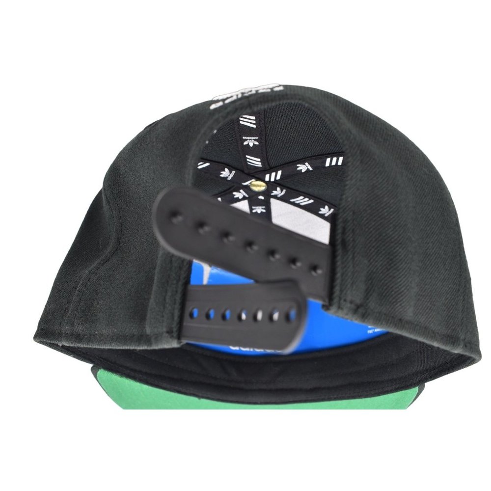 Adidas Snap Back Hat Original Black White Trefoil Flat Brim Adjustable NEW - Picture 5 of 10